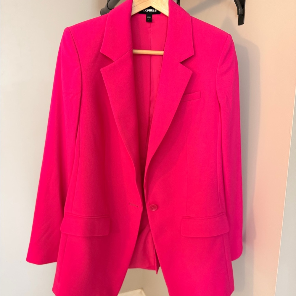 Express Vibrant Hot Pink Single-Button Blazer